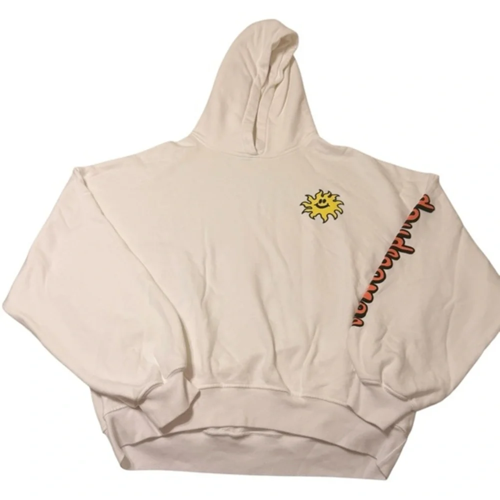 Daydreamer Size XS Oversized‎ Mushroom Doodle Hoodie Sweatshirt White Hippie